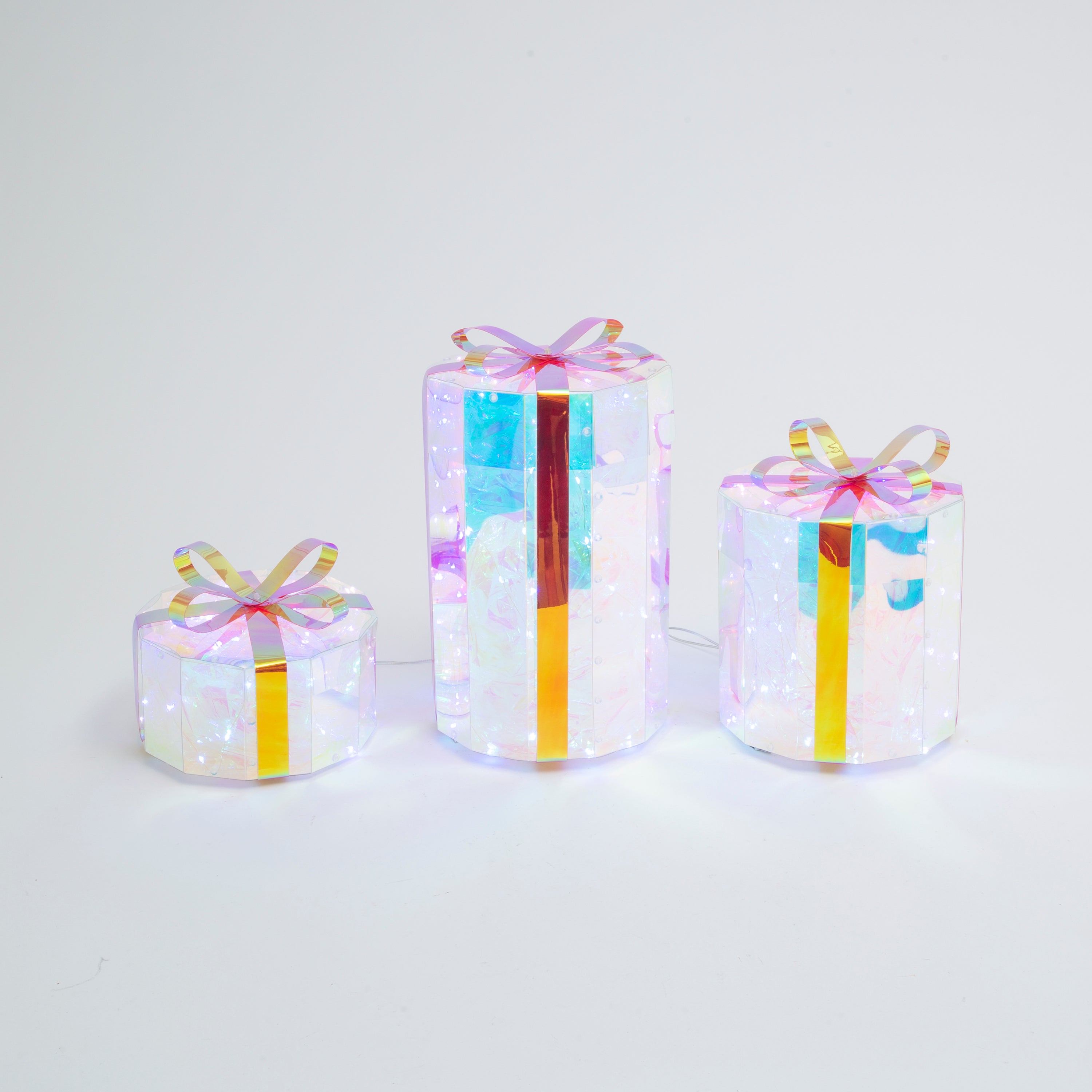 Heirloom 3-Piece USB Electric Lighted Holographic Gift Boxes with Remote